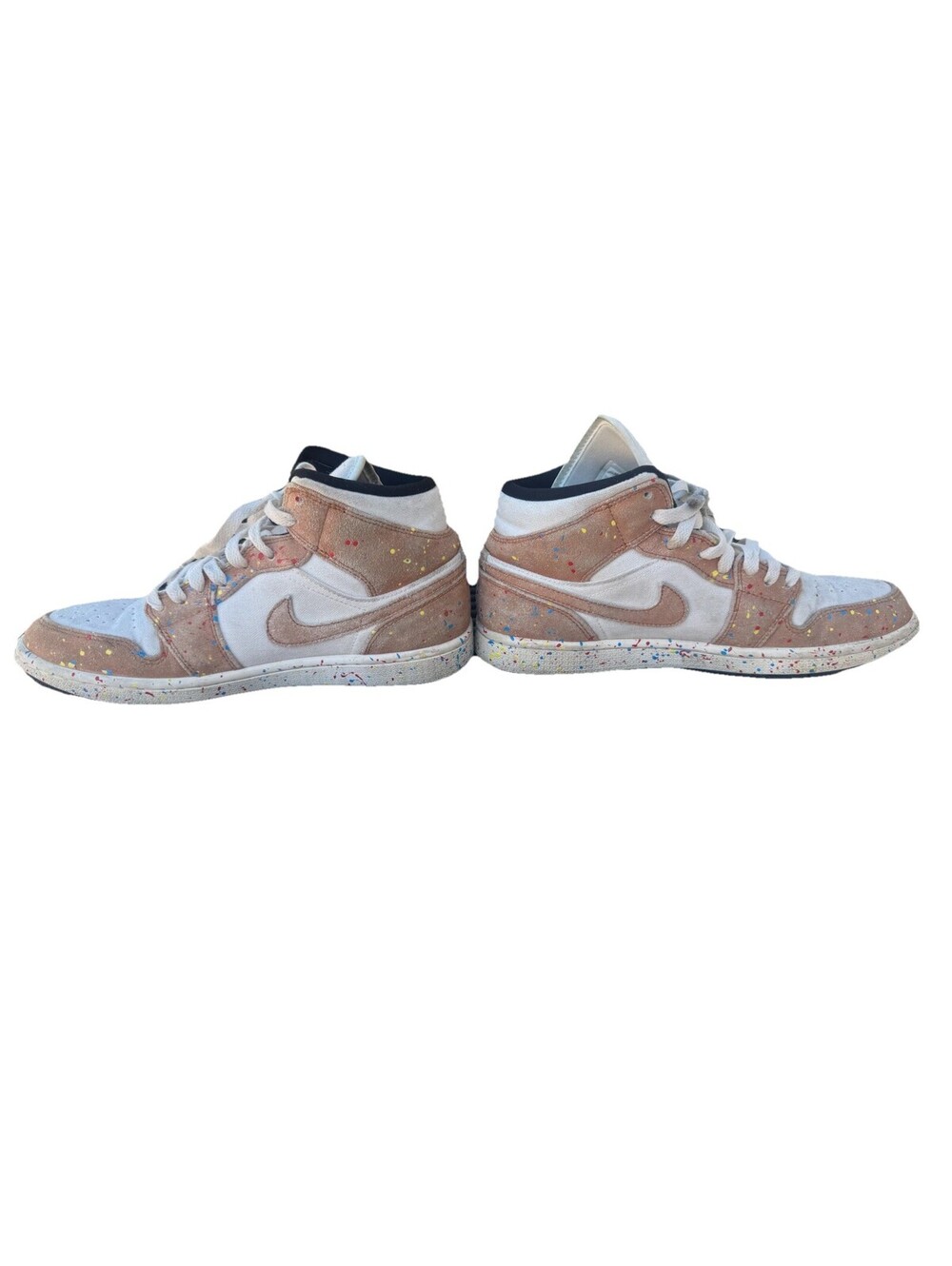 Jordan Air Jordan 1 Mid SE Brushstroke Paint Splatter DA8005-100 Canvas Sneakers - Picture 2 of 4